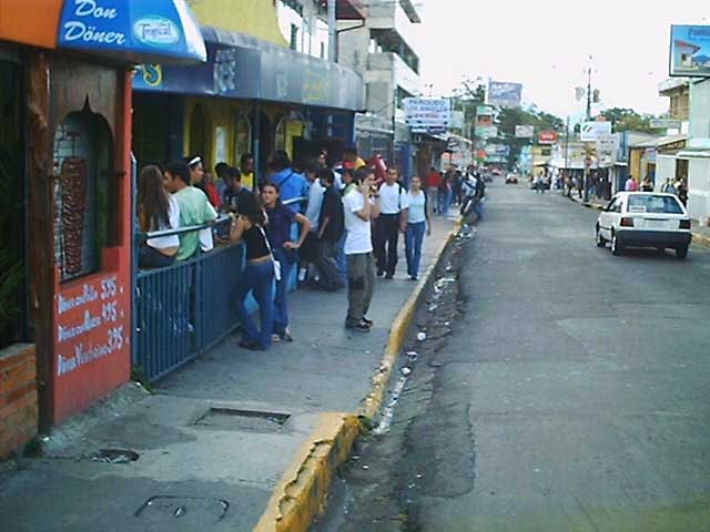 The calle de la amargura outside UTC San Pedro campus - bars and cafes, no shortage of nice food